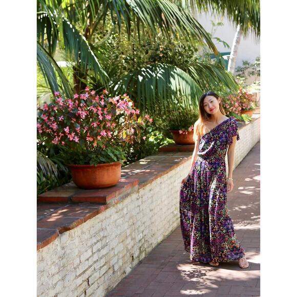 Eva Mendes New York & Co One Shoulder Floral maxi dress Size S - Picture 16 of 16